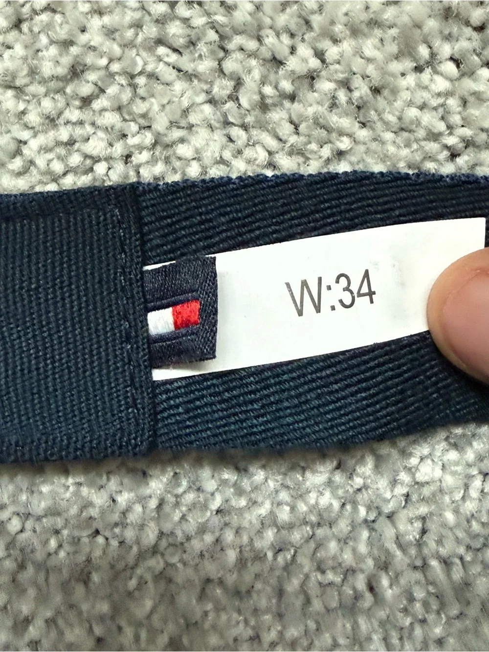 Tommy Hilfiger Navy Webbing Belt with Red and White Stripes
